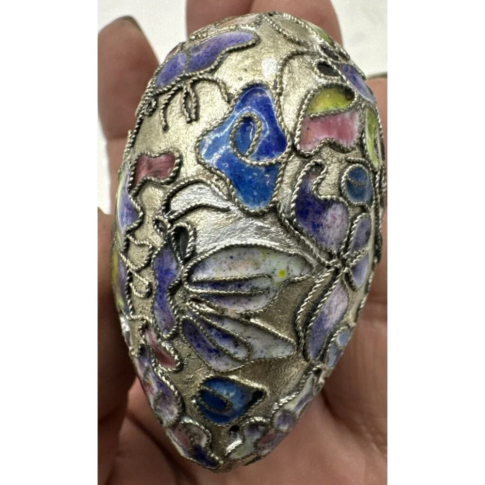 Victorian Enamel Cloisonné Heart Ornament, Hand Made Floral Design, Vintage NYCO - Picture 3 of 7